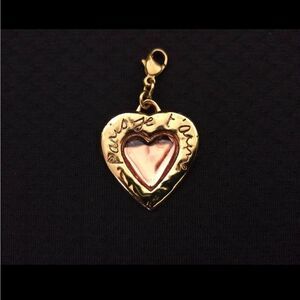 Yves Saint Laurent Gold Enameled Peach Chabacon Heart Pendant